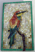 Mozaik fnykp utn (jgmadr). Mret: 35 x 25 cm, Anyag: Tiffany veg, vegmozaik